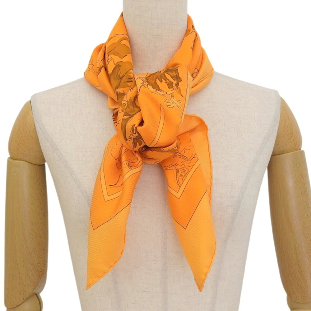 HERMES Authentic Orange Silk Scarf - Picture 2 of 7